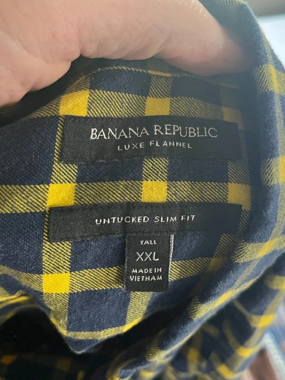 🍂 Banana Republic Men’s Slim Fit Soft Flannel Shirt Blue Yellow 2XLT 👕